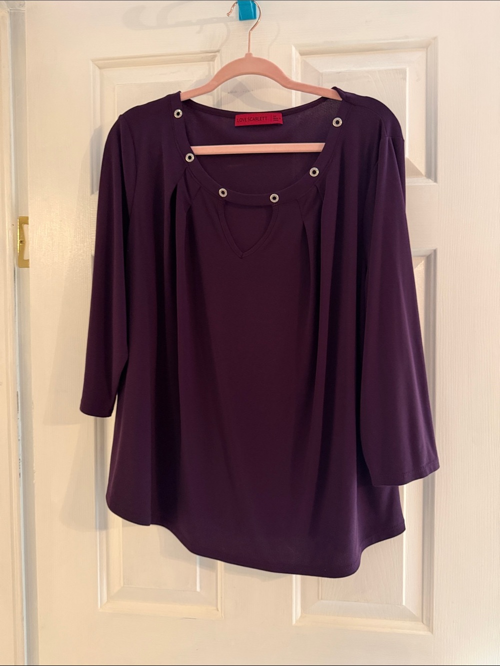 Scarlett Deep Purple Grommet-Detail Long Sleeve Top